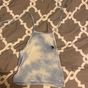 Yin and yang tie dye halter top